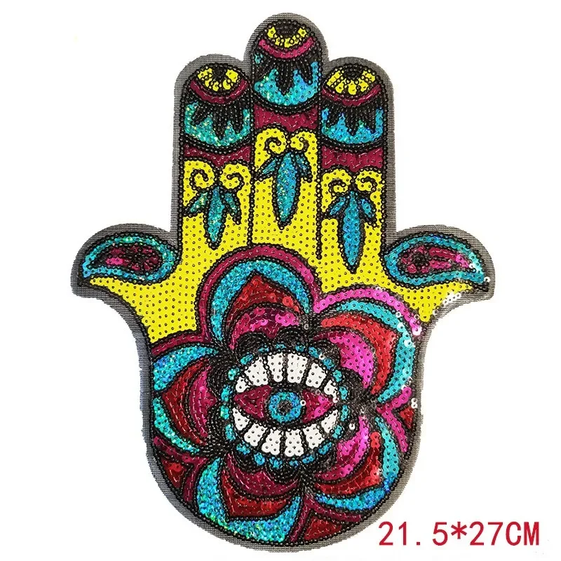 Large Sequins palm Eyes badge Patch For Clothes Iron On Garment Accessories DIY Hand Embroidered Applique Decoration Patches