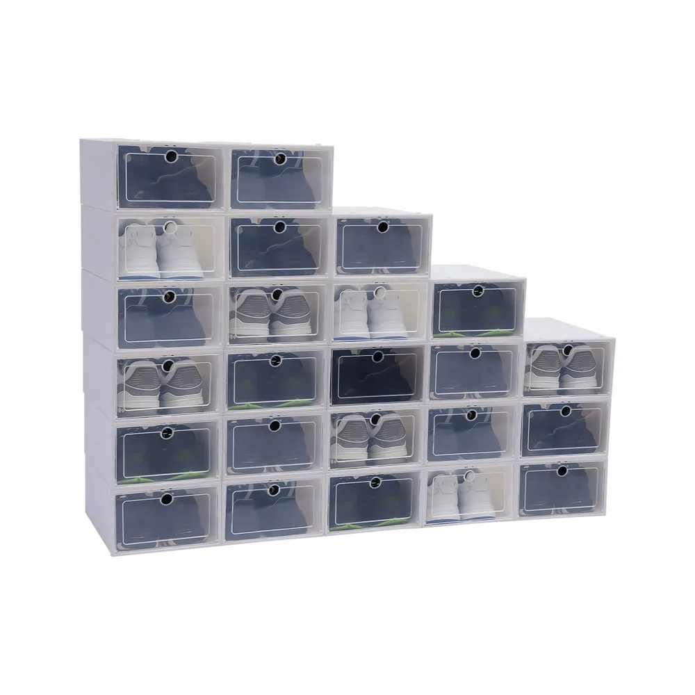 

24pcs Clear Shoe Box Stackable Plastic Shoe Storage Organizer Sneaker Container
