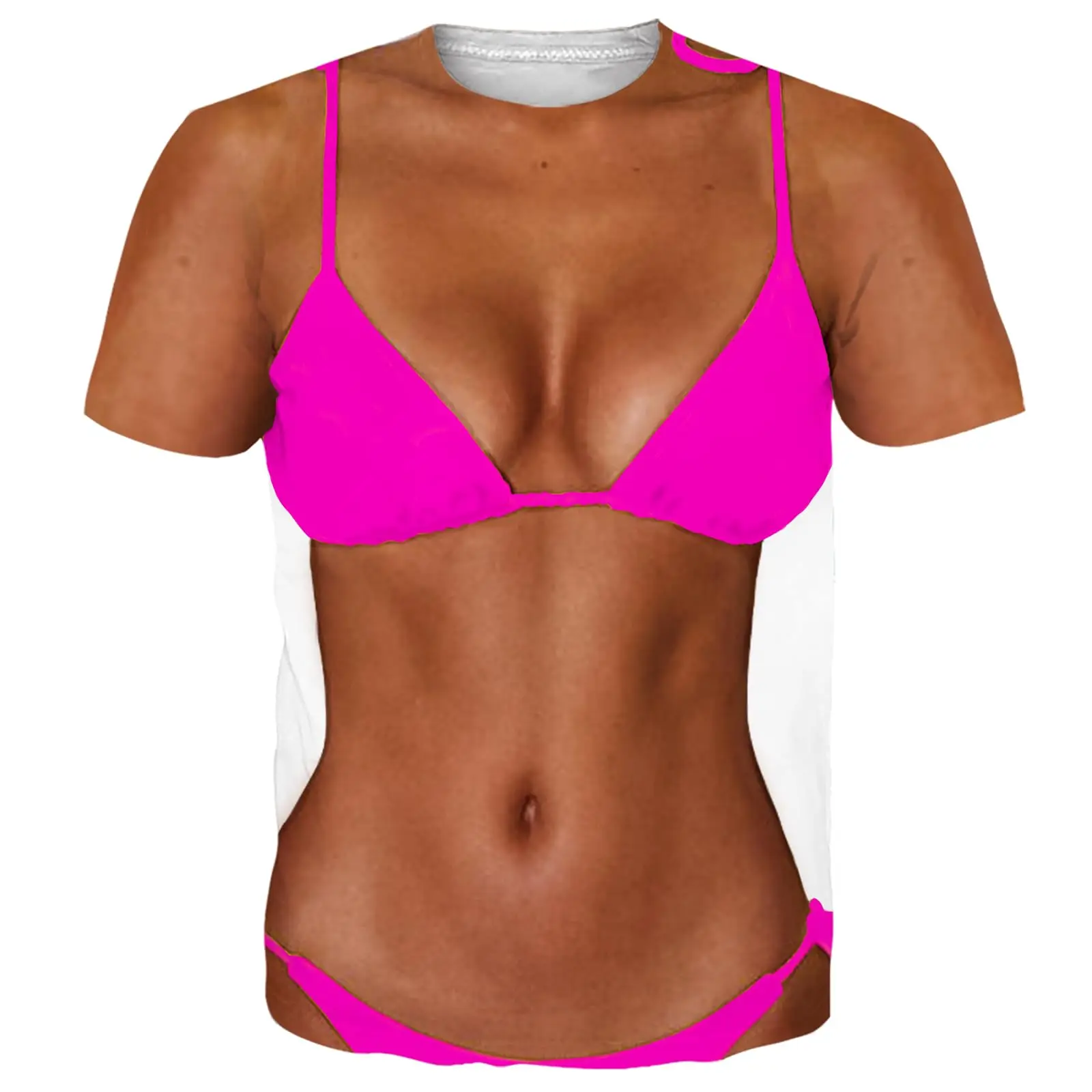 New Funny Bikini T Shirt Fake Abs Muscle 3D Print Men Women Short Sleeve T-shirts Oversized Harajuku Y2K Tees Tops Kids Clothing
