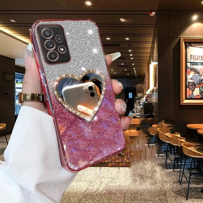 Luxury Glitter Diamond Mirror Phone Case For Samsung Galaxy A05 A05S A15 A25 A35 A55 A14 A24 A54 A52 A72 A53 A23 A13 A33 Cover