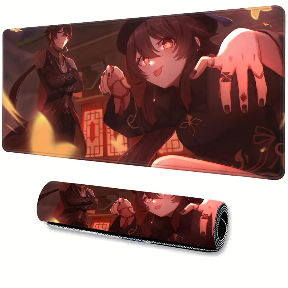 

Genshins Impacts Hu Tao Mousepad 90x40cm HD Printing Computer Gamers Locking Edge Non-slip Mouse Pad XXL Keyboard PC Desk Pad