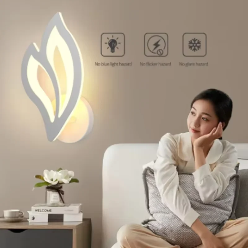 Home LED Wall Lamp Creative Leaf Shape Bedside Lighting Wall Lamp for Corridor Bedroom Cabinet Home Decorations Items Lights view 6