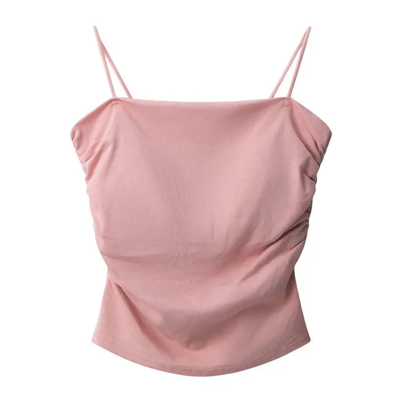 New Tube Top Sexy Pleated Camisole with Breast Pads for Inner and Outer Wear Beautiful Back and Slim Top for Women Wholesale