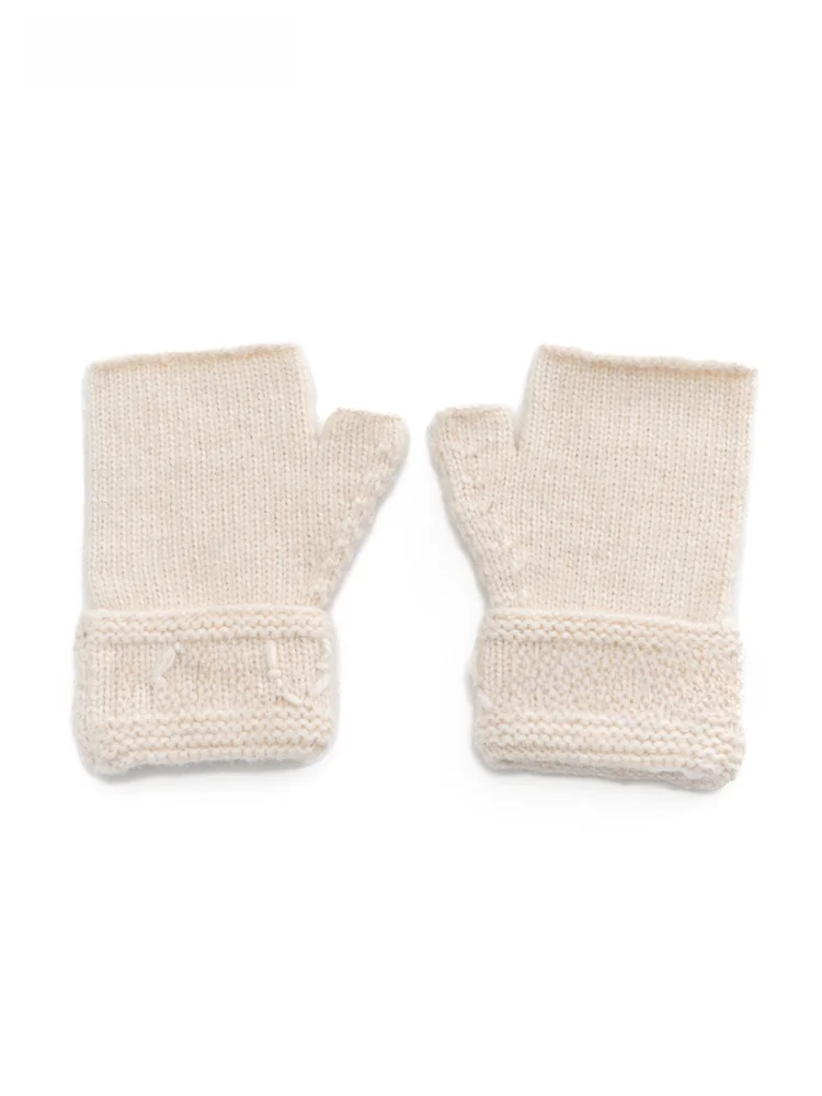 

Moonmoi Handmade Crochet Warm Winter Gloves Letter Snowflake Design Fingerless Thermal Protection Chinese Brand Women's Fashion