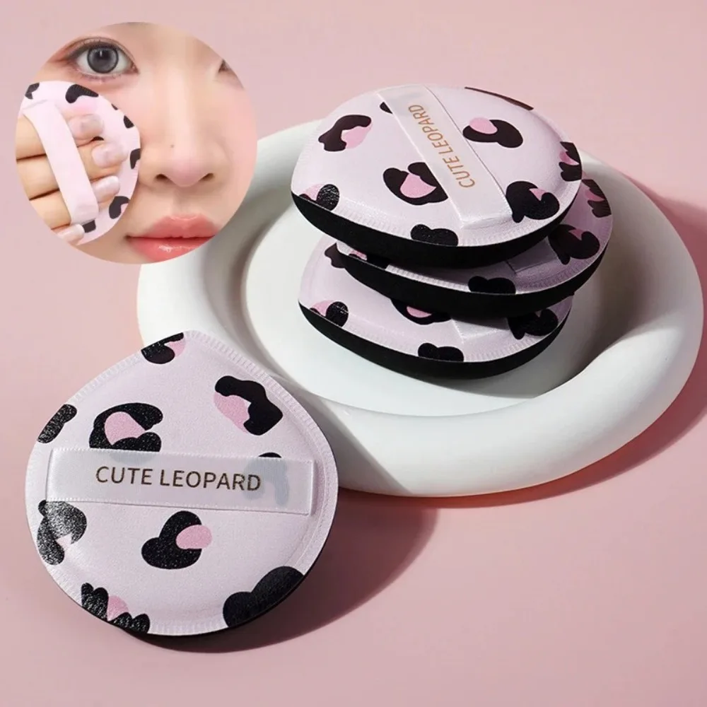 Novo leopardo impresso cosméticos puff seco molhado rosto beleza esponja macia portátil almofada de ar ferramentas maquiagem