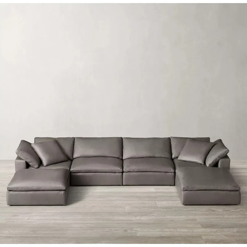 Furniture Modern simple light luxury corner sofa American rural retro cowhide tofu block cloud sofa