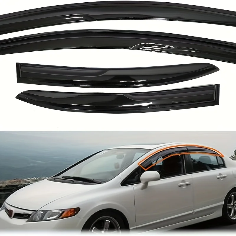 

4pcs Car Door Window Wipers, Rain Guards Side Window Visor Vent Outside Mount, Improved Visibility for Driver & Passenger,