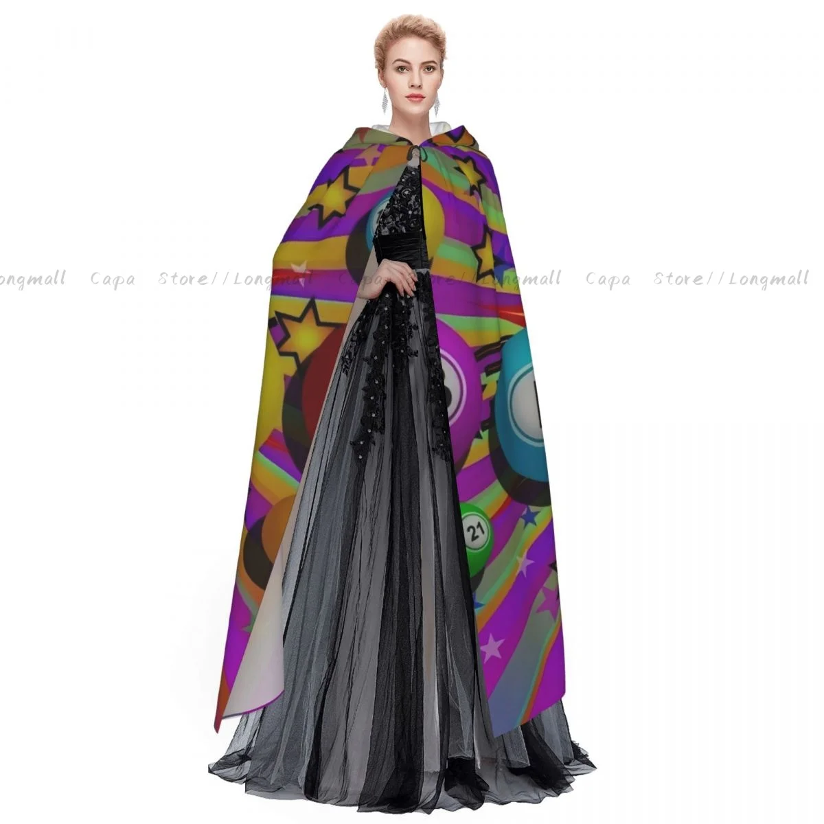 الساحرة عباءة البنغو الملونة طباعة زي الهالوين التأثيري للجنسين الكبار عباءة الرجعية العصور الرأس #3