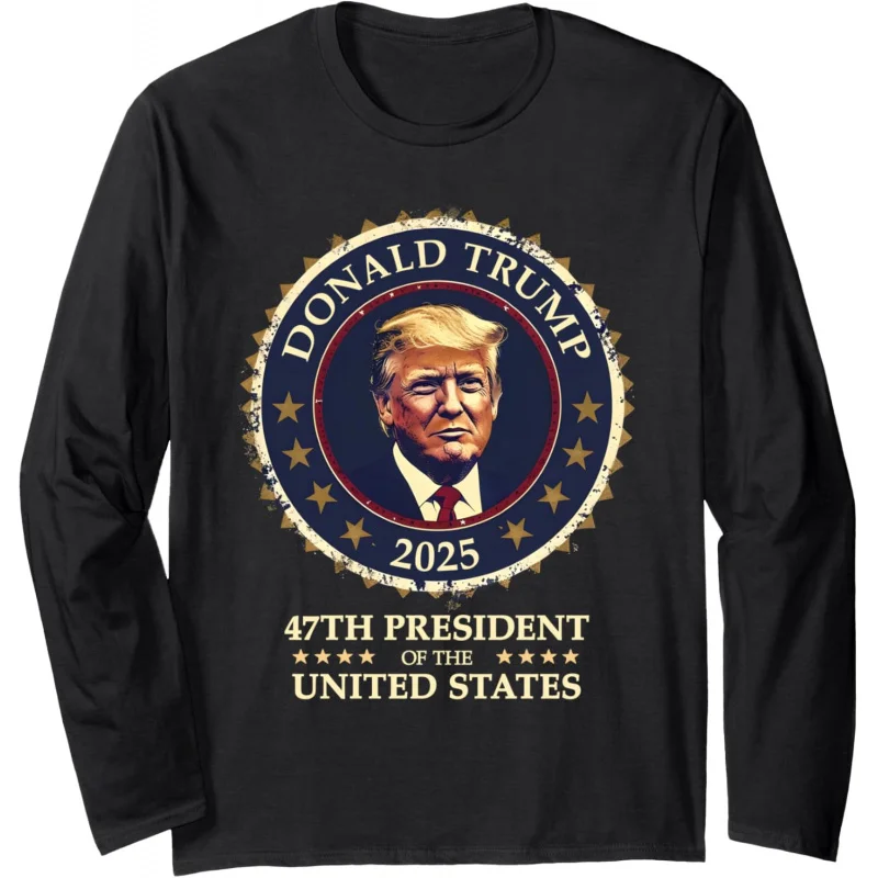 Retro Trump 47th President Men's Top White House Inaugural Long Sleeve T-shirt