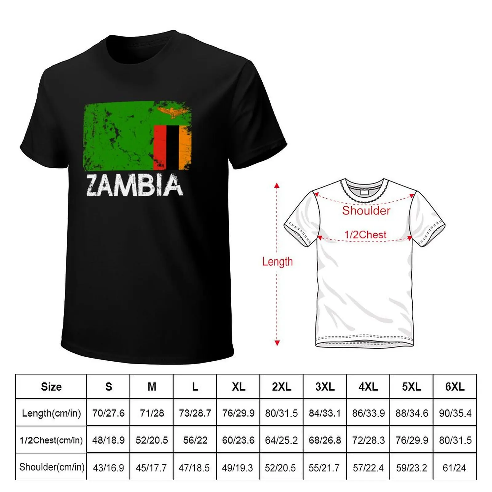 Zambian Flag Design Vintage Made In Zambia Gift T-Shirt Outdoor Activity Sports T-Shirt