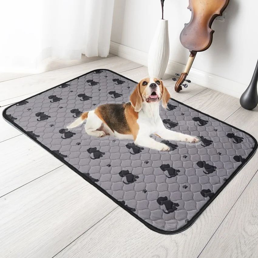 Reusable Pet Urine Pad Washable Easy To Dry Dog Cat Diaper Mat Absorbent Diapers Pads Bone Paw Print For Sofa Bed Dog Floor Mat