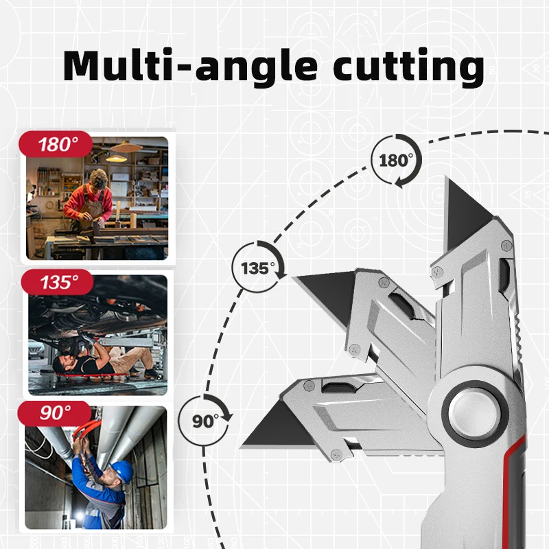DELI Heavy Duty Folding Utility Knives Set Quick Change Retractable Blades Includes 13 Extra Blades for Cartons & Boxes