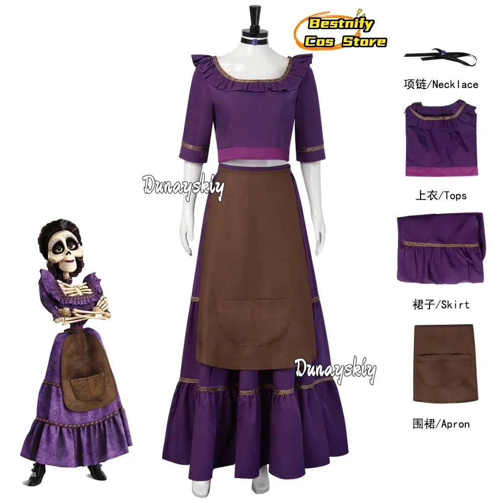 CosplayMovie أنيمي كوكو ماما Imelda تأثيري حلي المرأة حريري التنانير الطويلة هالوين مرحلة أزياء مسرحية لعب الأدوار Clothi