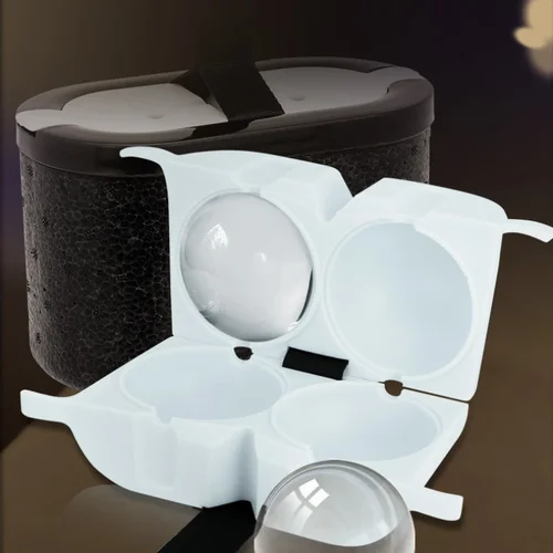 실리콘 아이스 큐브 메이커, 위스키 아이스볼 메이커 몰드, 투명 구체 큐브 트레이 몰드, 대형 2.4 인치 원형 아이스 박스 몰드  Best5