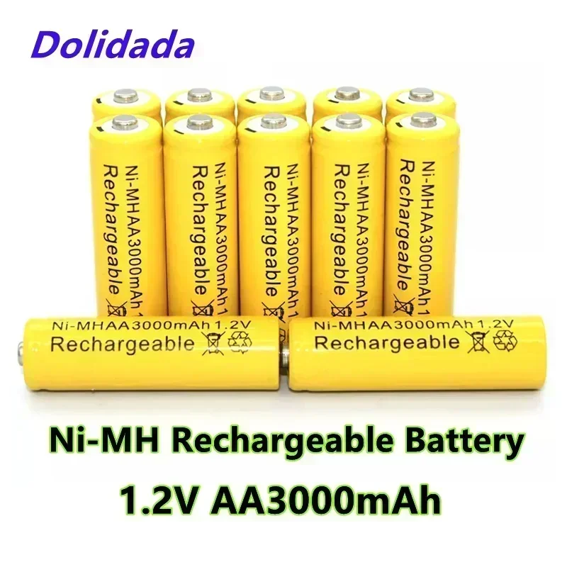 100% Original 1.2V 3000mAh NI MH AA Pre-Charged Rechargeable Batteries NI-MH Rechargeable AA Battery for Toys Camera Microphone