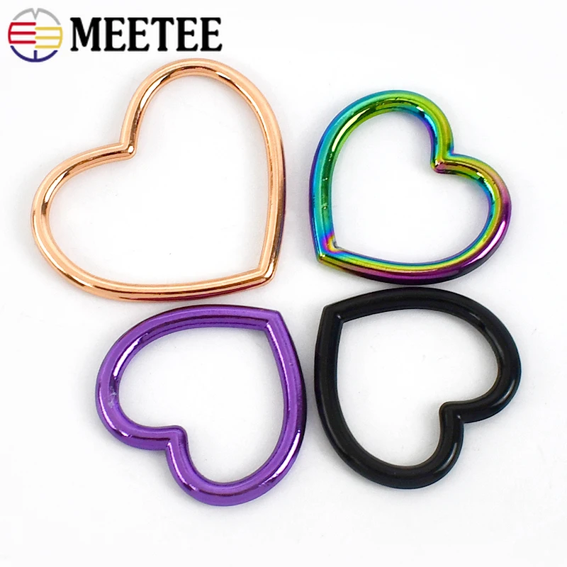 5Pcs Heart Metal Buckles for Bag Strap O Ring Hooks Webbing Belt Clasp Dog Collar Connector Hanger Loop DIY Hardware Accessories