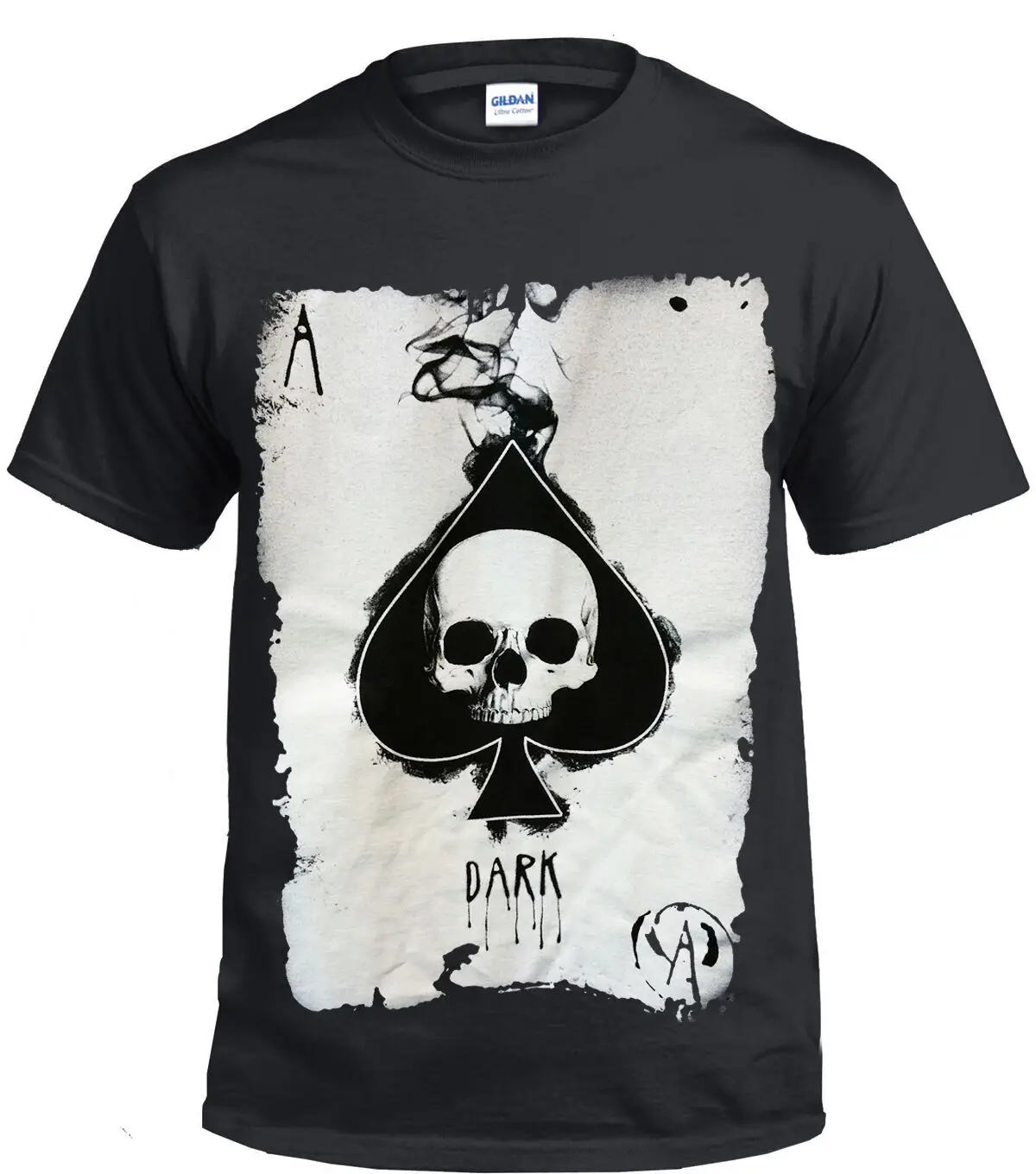 

ACE OF SPADES COTTON T SHIRT POKER CARD SKULL ROCK GOTH DARK TOP