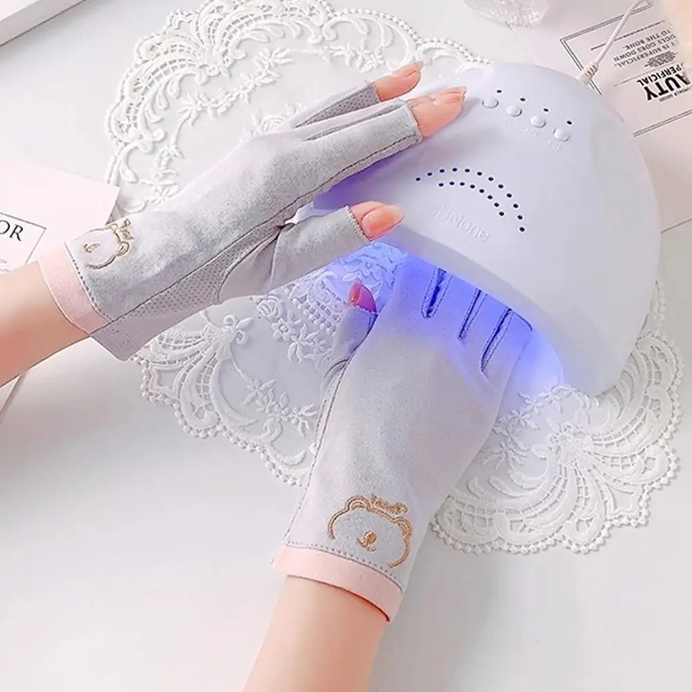 Милые тонкие солнцезащитные перчатки, эластичные короткие солнцезащитные перчатки, хлопковые перчатки без пальцев, лето-весна