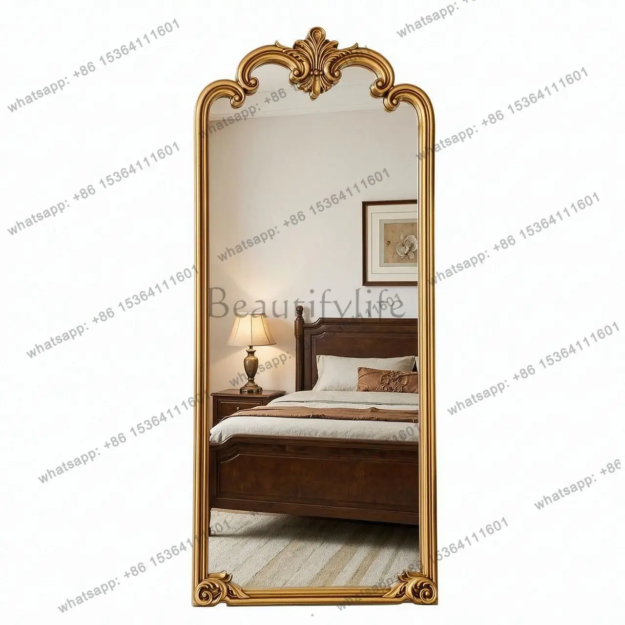 PG simple European corridor narrow version full-length mirror living room retro floor dressing large hanging mirror