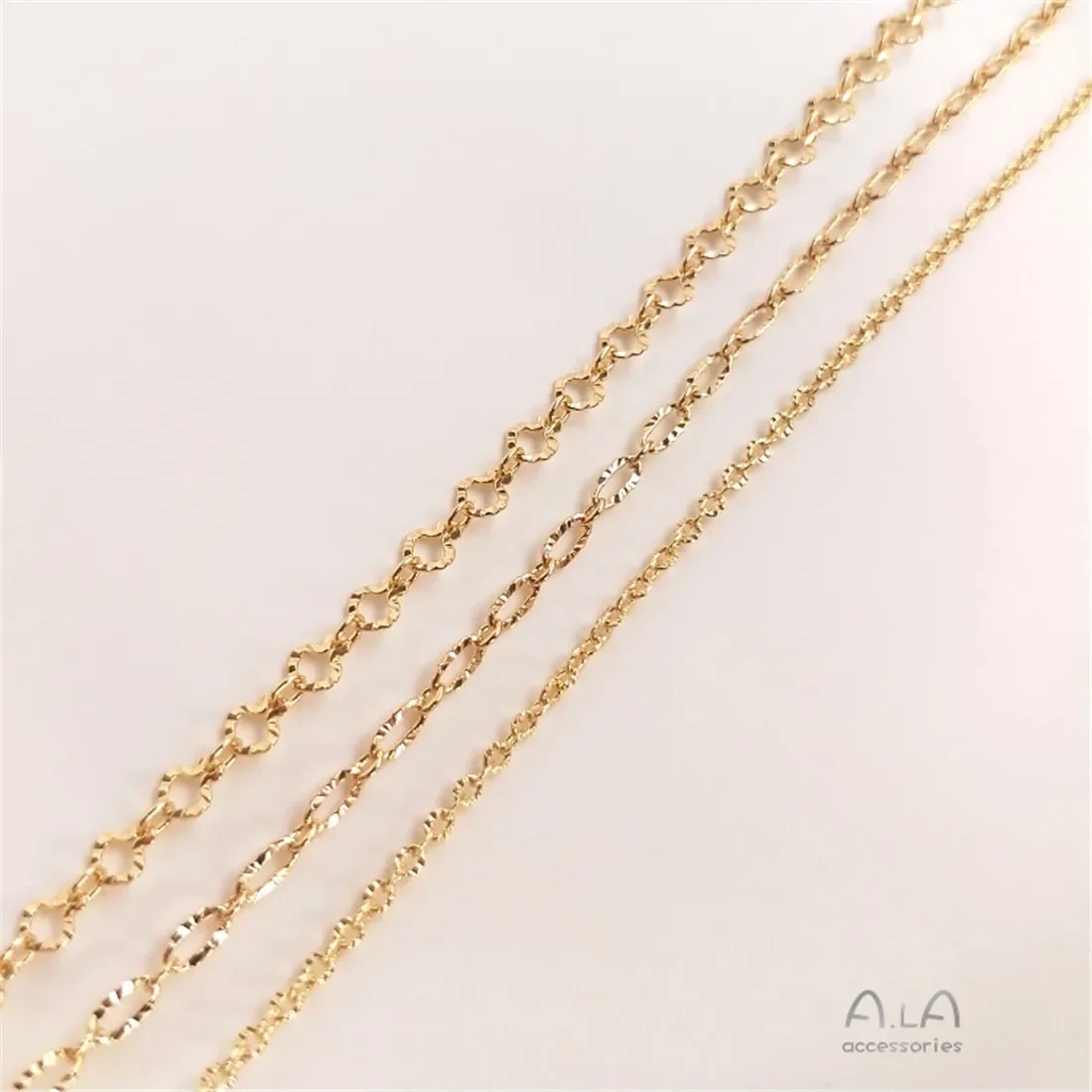 14K Gold-plated Embossed O-chain Flower Love Chain Pattern Long O-chain Diy Jewelry Chain Loose Chain B604