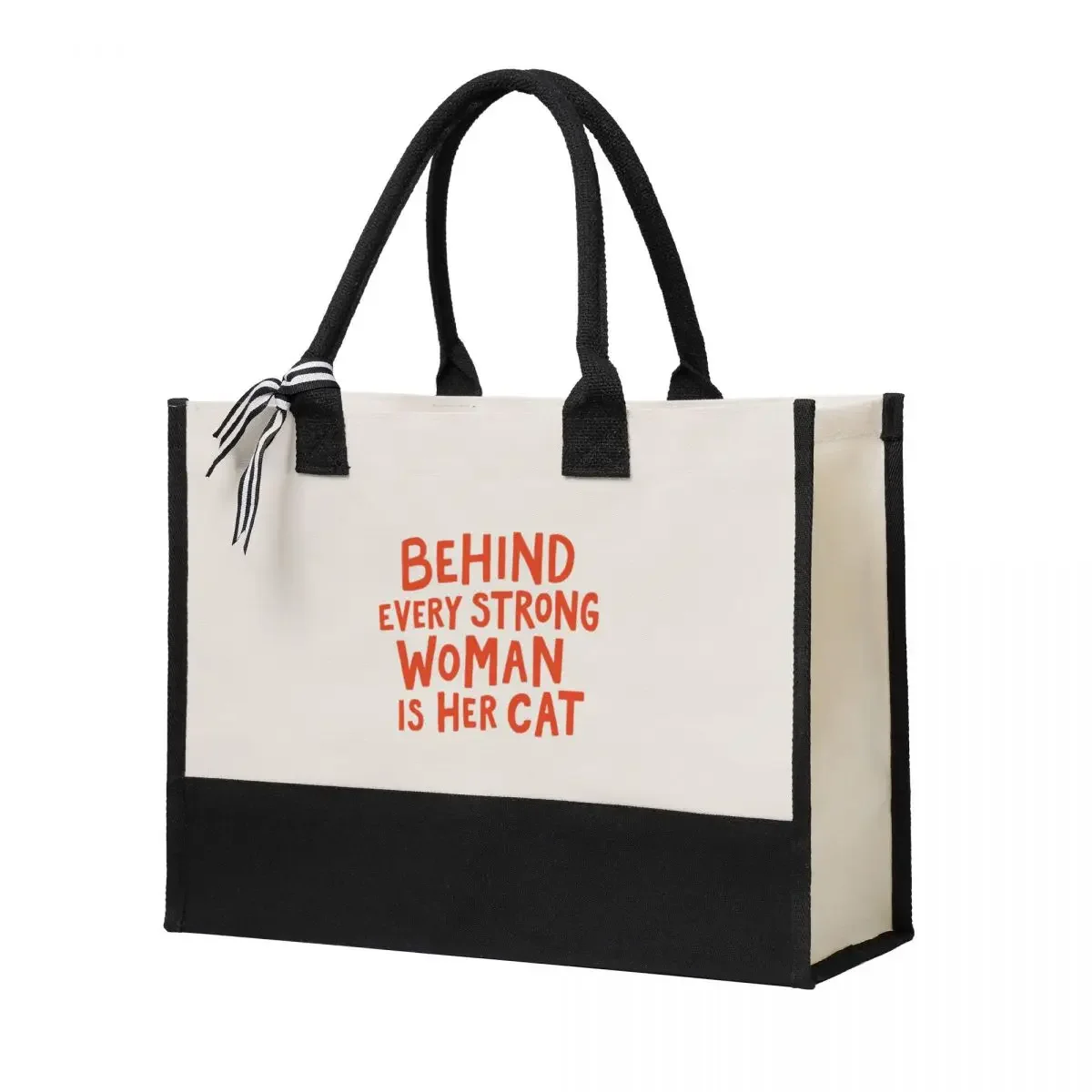 

Canvas Gift Shopping Bag Behind Every Strong Woman Canvas Large Capacity Bag Customizable Quality Gifts