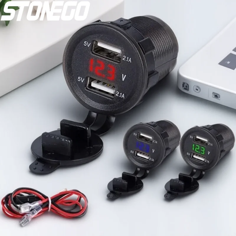 

Разветвитель автомобильного прикуривателя 2, USB-зарядное устройство со светодиодной подсветкой для адаптера питания для мотоцикла