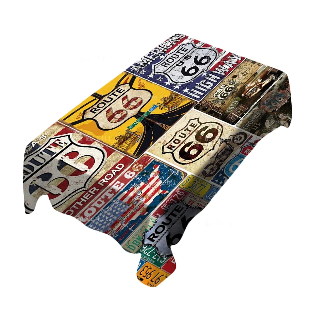 The Mother Road Metal Signs Vintage Bubble Car Route 66 Emboss Tag Plaque Tablecloth Waterproof By Ho Me Lili Tabletop Decor