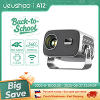 VEVSHAO A12 Projector Mini Portable  LED Video Android 13.0 WIFI 6 Mirror SmartPhone for 1080P 4K Video Home Cinema Projector