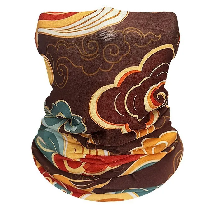 B 2026 New Vintage Pattern Seamless Bandana Multifunctional Neck Tube UV Protection Face Cover for Riding HikingOutdoor Sports