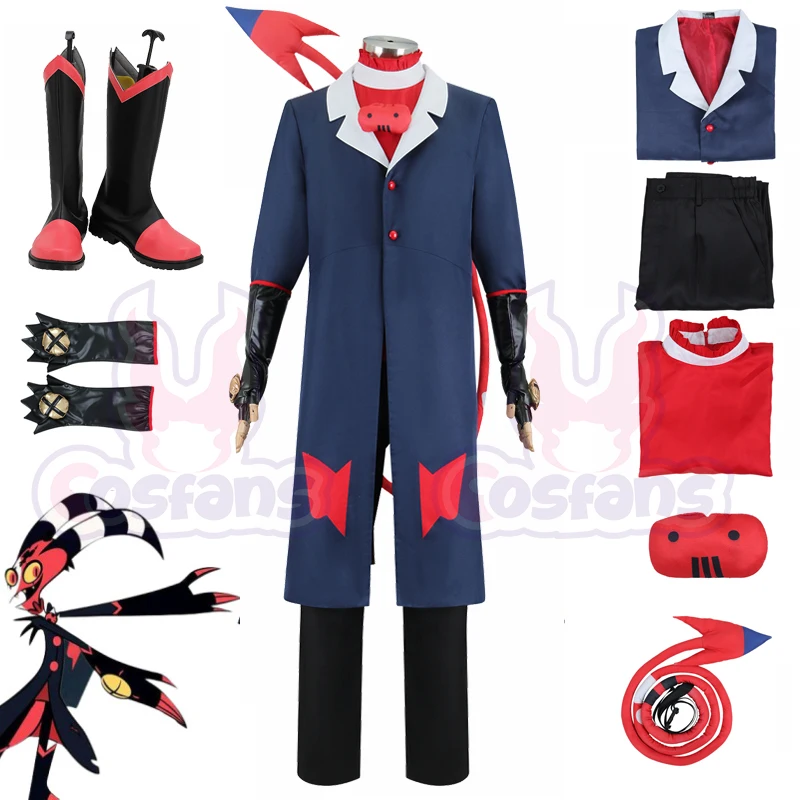 Anime Helluva Boss Blitzo Cosplay Costume Boss Cosplay Party Uniform Suit with Tail Halloween Outfit for Men Women Custom