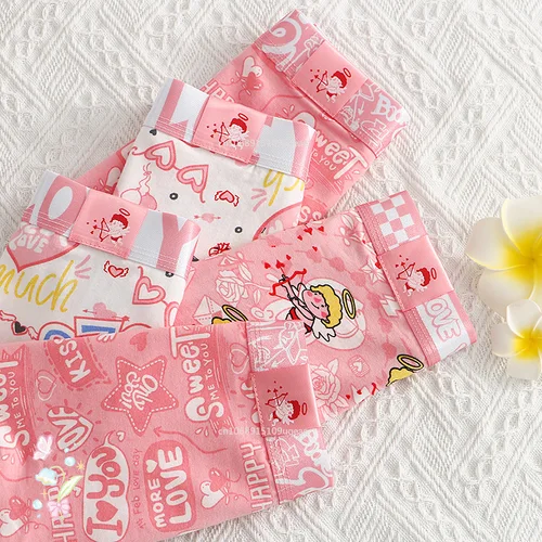 Imagen 2 del producto Bragas de algodón para mujer, pantalones cortos de dibujos animados, Boxer deportivo, ropa interior Sexy transpirable de verano, pantalones cortos de cintura media para estudiantes