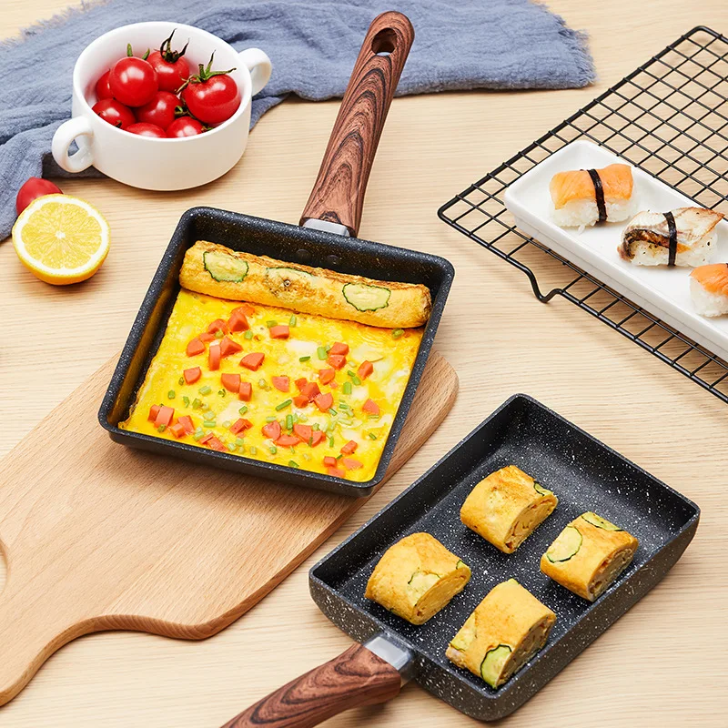 Xugar Omelette Pan Non-stick Egg Pan Square Cast Iron Cookware Pans Breakfast Pans Small Egg Frying Pan with Cooking Tools 주방용품