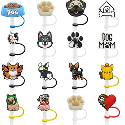 1PCS Cute Dog Paw Silicone Straw Topper, 10mm Kawaii Dog Straw Cover Cap Decorations for Tumbler Cups, Dustproof Straw Charm