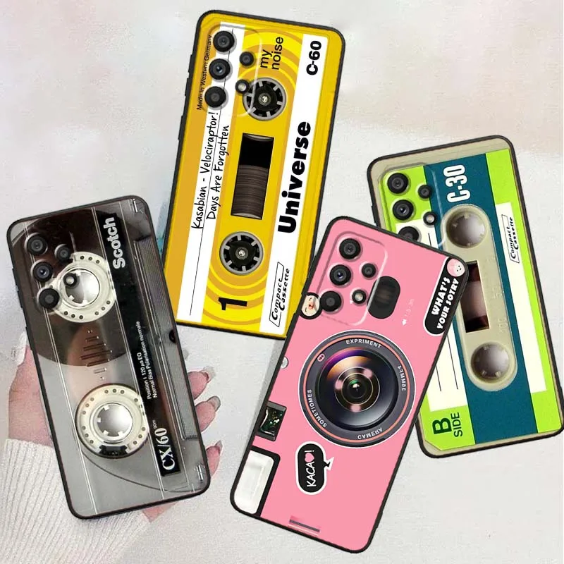 

Creative cassette design For Samsung A42 A41 A35 A34 A33 A32 A25 A24 A23 A21s A04 A03 Note 20 Ultra 5G Black Phone Case