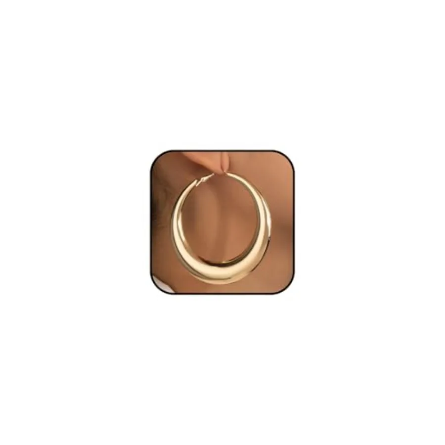 

Chunky Large Hoop Earrings for Women, Dainty 14K Big Circle Round Statement Earrings Trendy Thick Hoops Ear Jewelry for Anniver