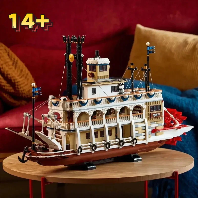 

4090pcs Hot Toy Creative Steam Ship Transport Model River Steamboat 21356 Building Blocks Assemble Toy Festival Birthday Gifts