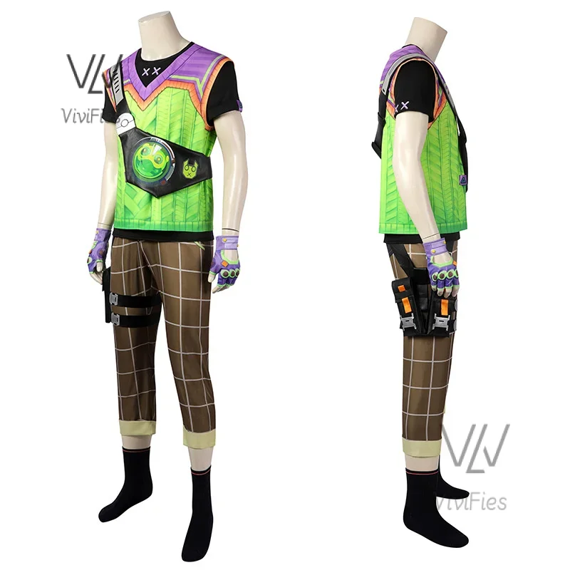 

Game Valorant Gekko Cosplay Costume Pants Shirt Vest Prop Unifrom Men Halloween Party Carniavl Roleplay Outfits Shoes