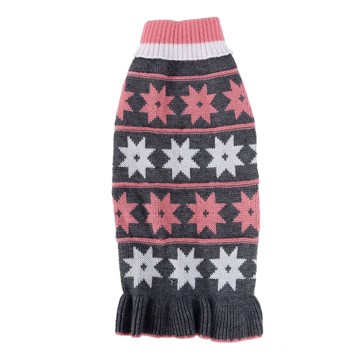 Gebreide hartvormige en stervormige trui-jurk voor teckels, warme wintertrui voor teckels, zachte jas voor de herfst.