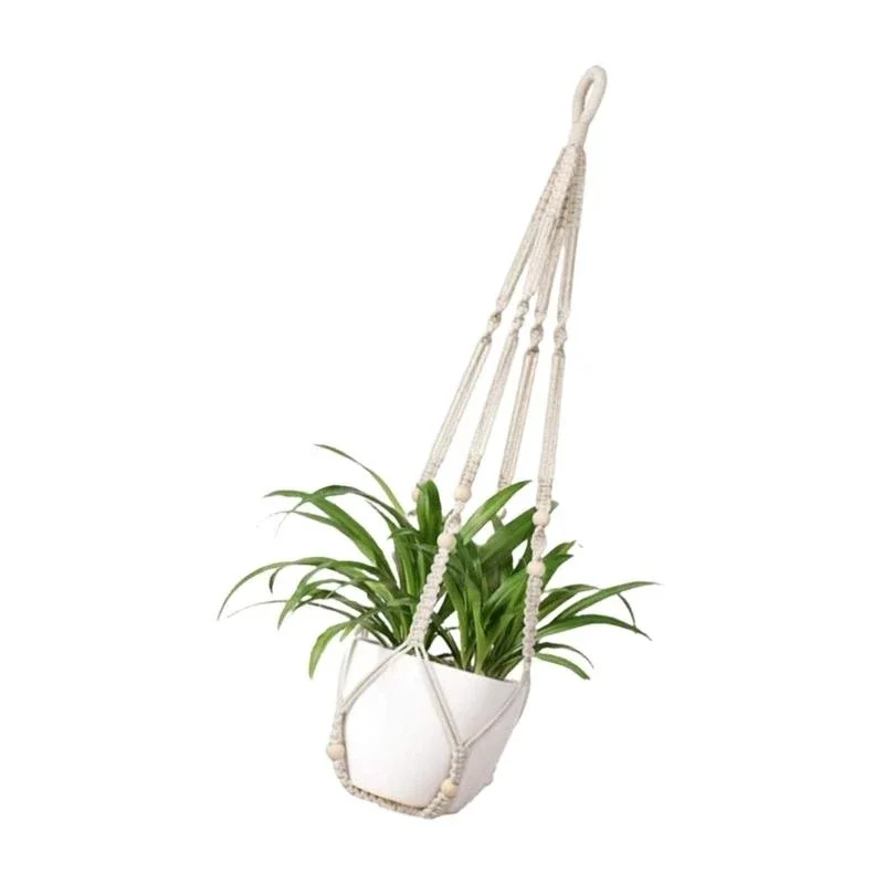 Modern Cotton Rope Hanging Planter Hanger Flower Net Pot Bag for Indoor Plant .Y5GA