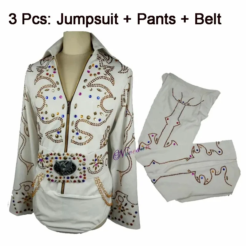 

Custom Made Rock Singer TRX374W8 Star Elvis Presley Cosplay Costume Ballroom Dance Top Jacket Pants Belt Set Women Men Halloween