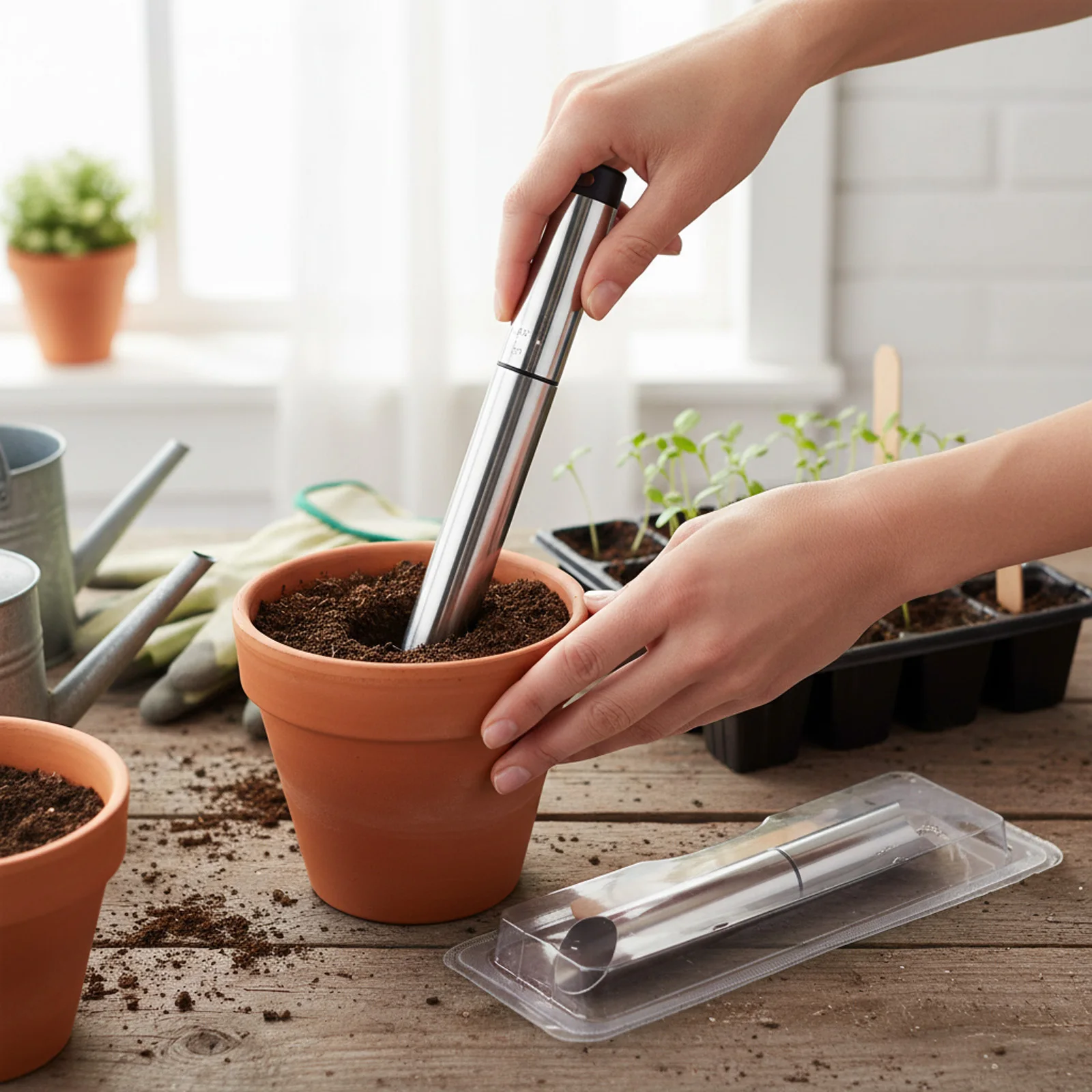 Gardening Hole Punch Stainless Steel Soil Perforator Efficient Planting Tool for Home Garden Agriculture Durable Heavy Duty