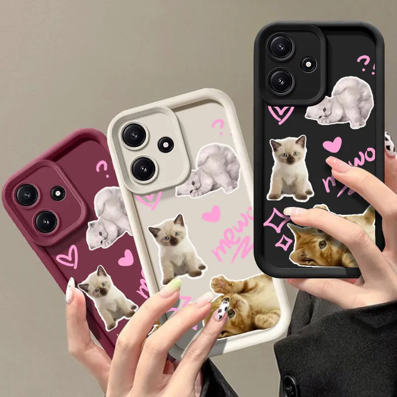 Cute Cat  Fashine Phone Case For Xiaomi 11 LITE NE 12T 14 5G POCO C61 F3 GT F4 F5 X3 X4 X5 M3 M6 Shockproof Soft Cover Coque