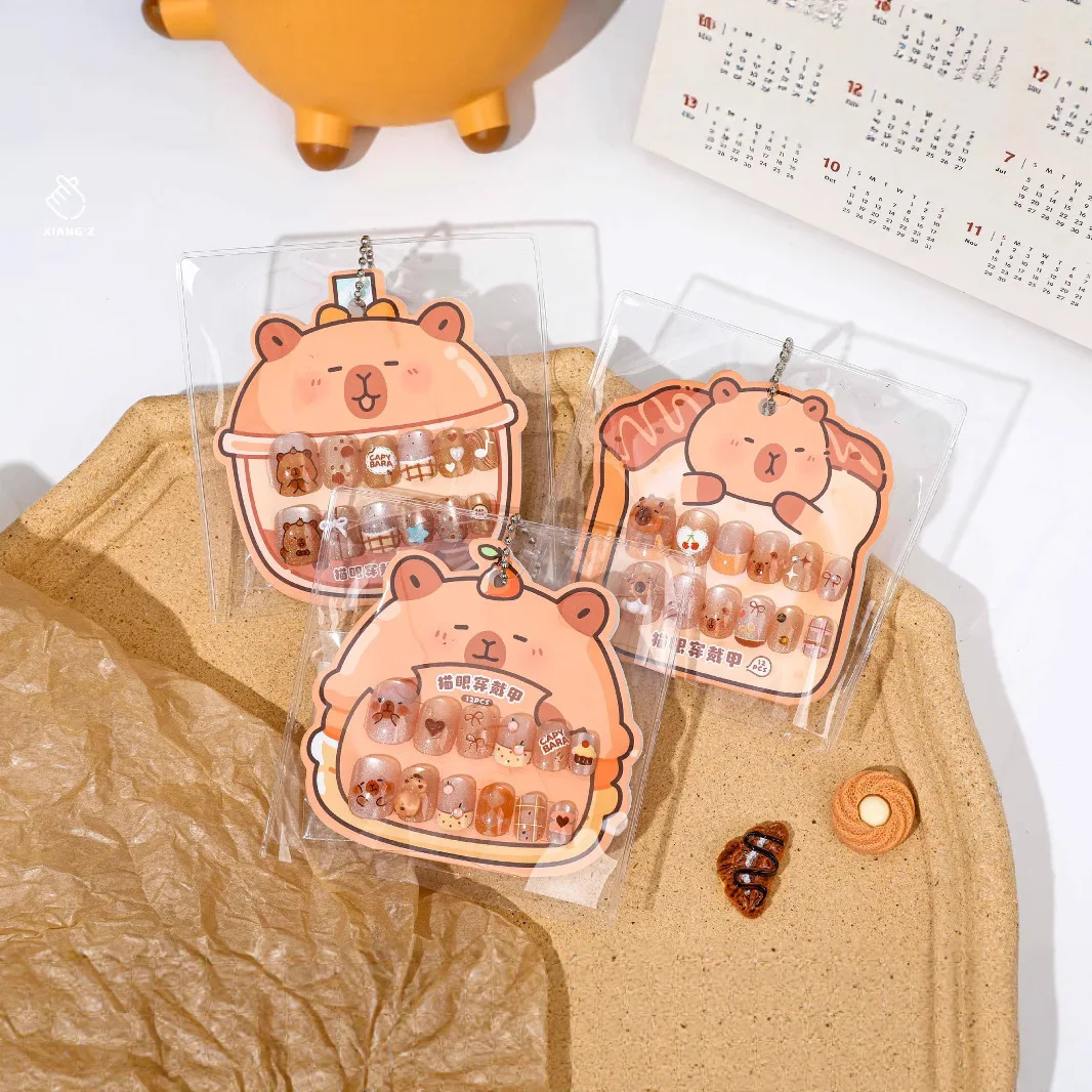 

Cute Capybara Cartoon Kids Nail Stickers Self-Adhesive Easy to Use Nail Patches Accessories for Girls Toy Gift Freedom 3pcs