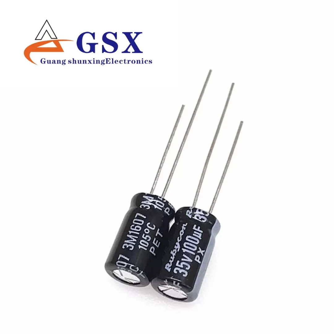 

100UF 35V imported aluminum electrolytic capacitor 35v100uf 6.3 * 11 ruby PX/YXA 105 degrees
