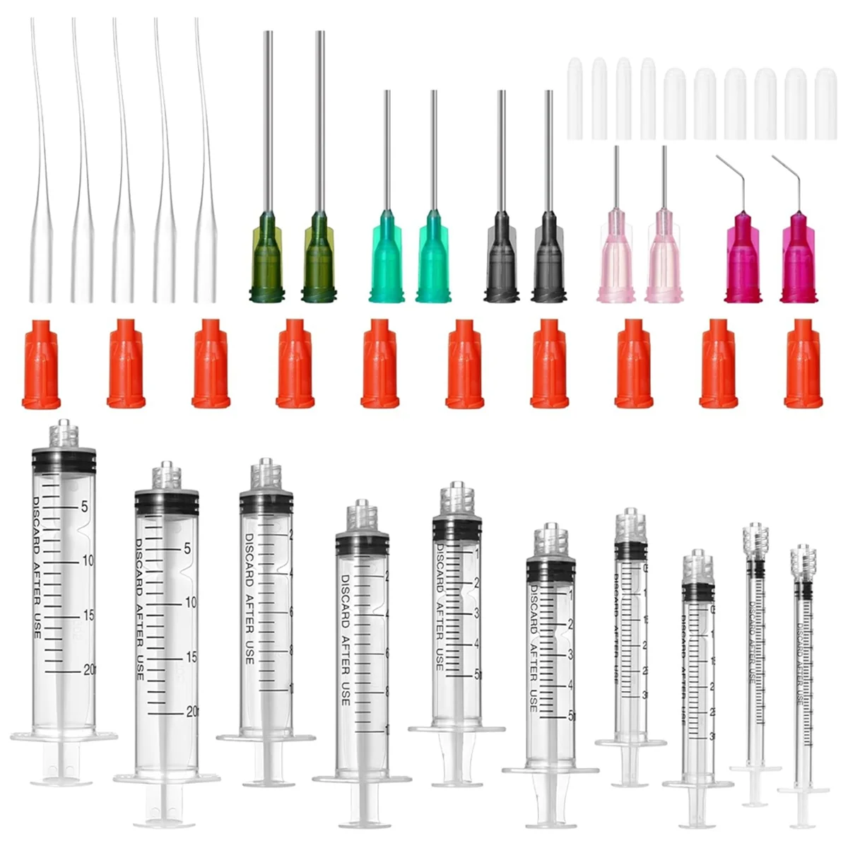 Glue Applicator Syringe Blunt Tip Needle and Cap,with Soft Plastic Tube, Suitable for Ink, Epoxy,Craft,Liquid Dispensing