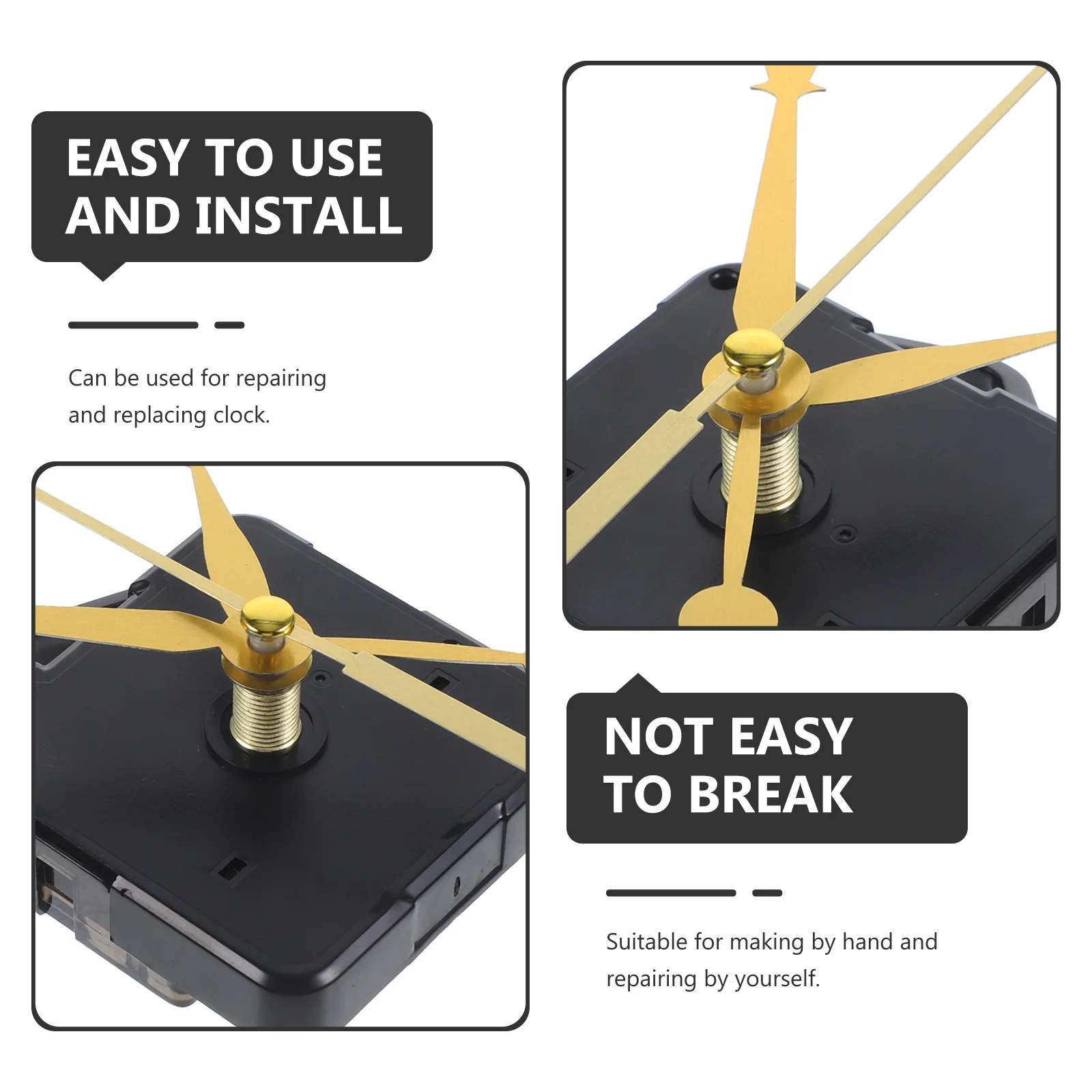 

2Sets Clock Movement Repair Kit Plastic Replacement Mechanism Durable for DIY Repairing Quartz Wall Clock Hands