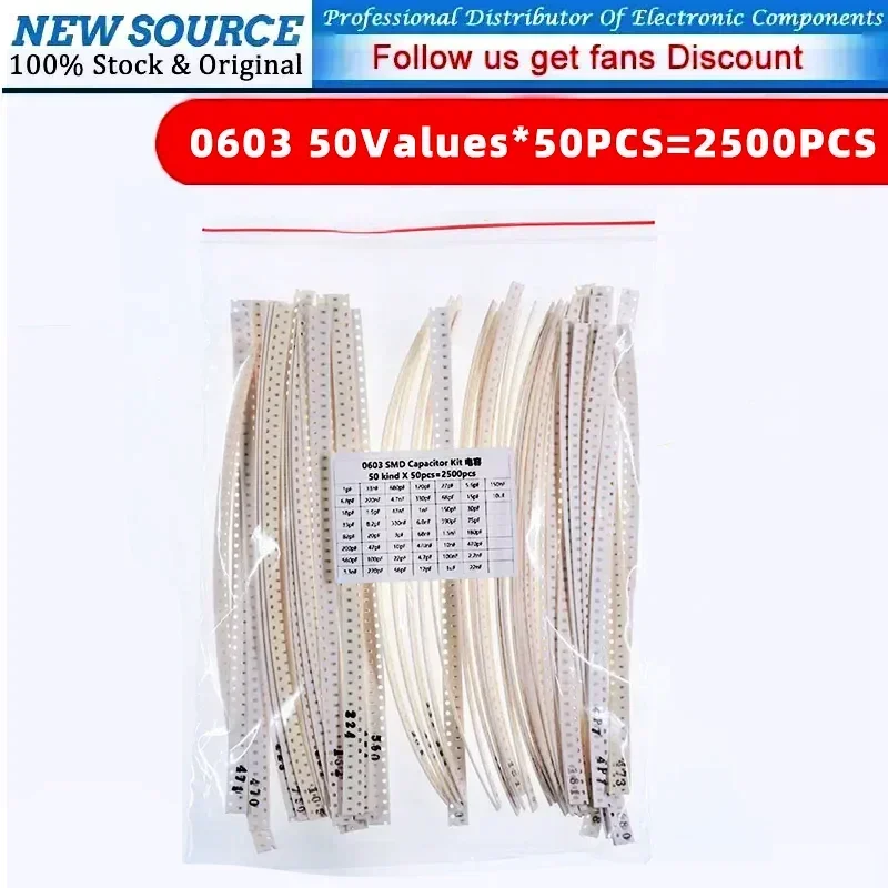 SMD Capacitance Samples Set 0603 1PF-10UF 50Values*50PCS=2500PCS DIY Capacitor