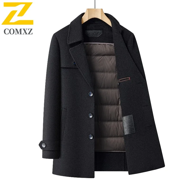 معطف صوف رجالي سميك من COMXZ للعمل في الهواء الطلق سترة مبطنة دافئة من ريش الإوز رحلة ترفيهية سترات شتوية خفيفة