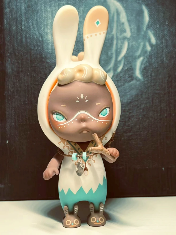 Sooya Ban African Chief Tan Skin Figure Bunny Ear Slingshot Hand Paint Doll Toy Designer Art Collection Doll Turnnable Face