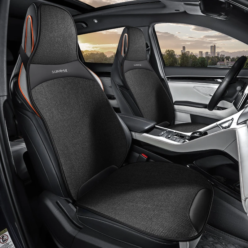Front Double Seat, Luxurious Linen One-Piece Car Seat Cover, Universal, with a Delicate Texture, Comfortable, Breathable, and Wear-Resistant, Suitable for All Seasons, Fits the Seat Well, with Three-Dimensional Wing Support, Enhances Driving Experience, Easy to Install, Available in Four Colors, Car Seat Cushion, Car Seat Cover, Suitable for Various Models Such as Sedans, Suvs, Trucks, Etc